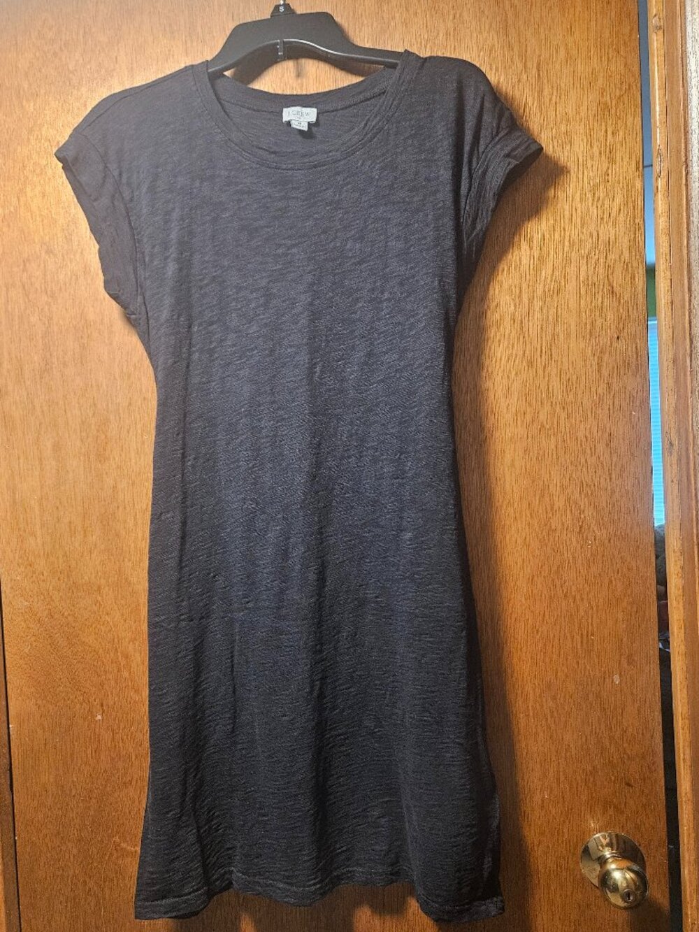 J.Crew Charcoal Black Slub Cotton Back-Tie T-Shirt Mini Dress - Size Medium
